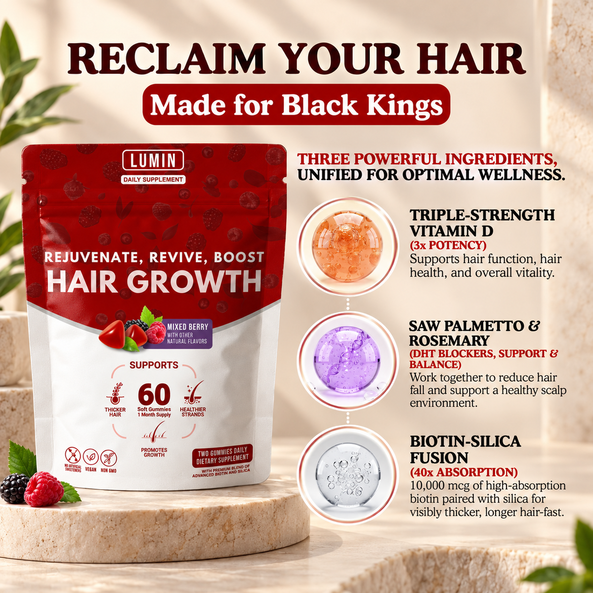 LUMIN-RRB Hair Growth Gummies